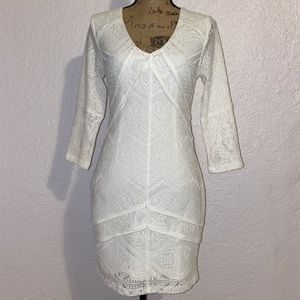 Forever 21 White Lace 3/4 Sleeve Dress